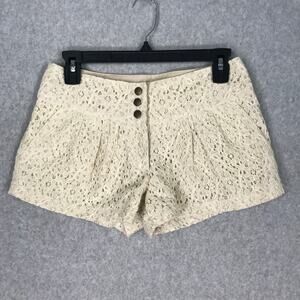 Just Ginger Shorts Juniors Small Cream Lace Coconut‎ Beach Western Rodeo Pleated